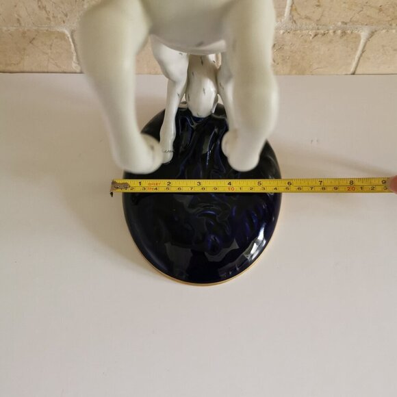 Royal Dux Rearing White Horse Cobalt Blue Base Matte Porcelain Czech Bohemia - Picture 11 of 15